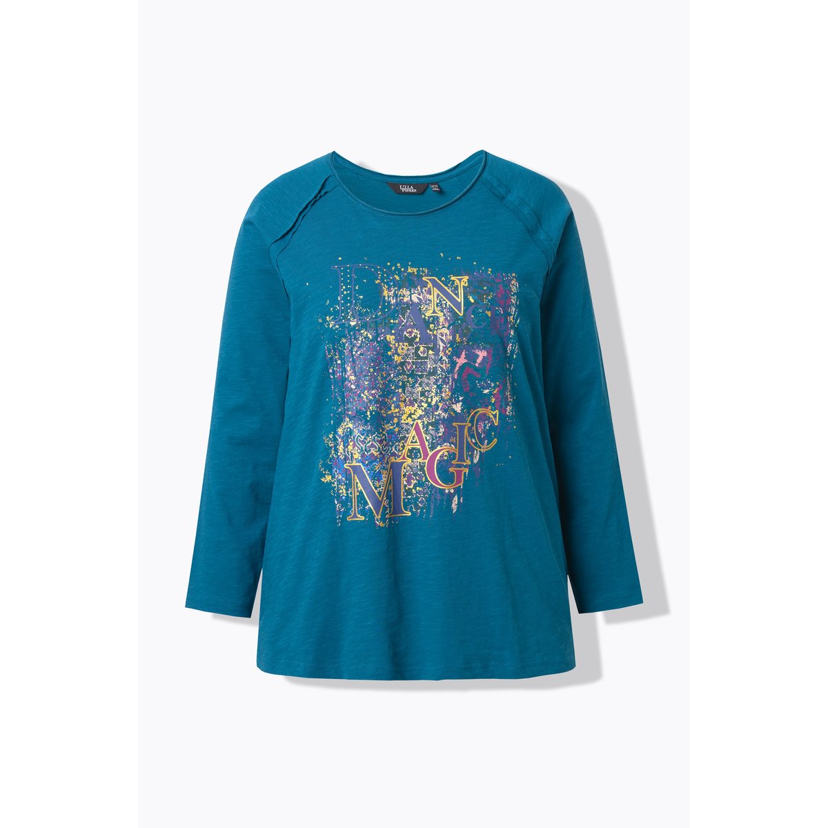 T-shirt à manches longues et col rond pétrol, ULLA POPKEN