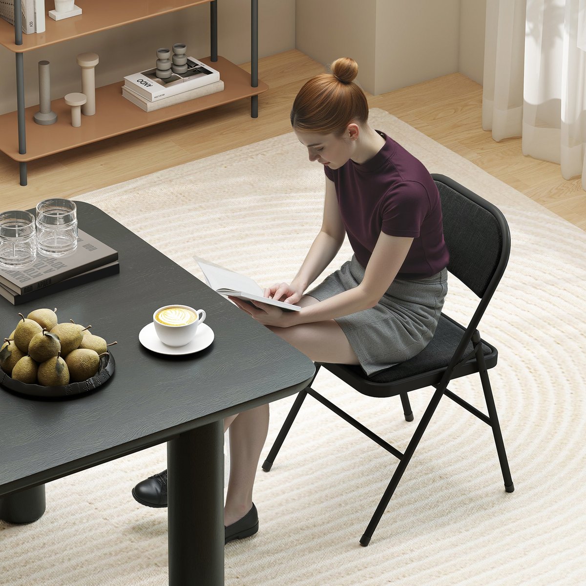 Chaise pliante Polyester Noir noir, HOMCOM
