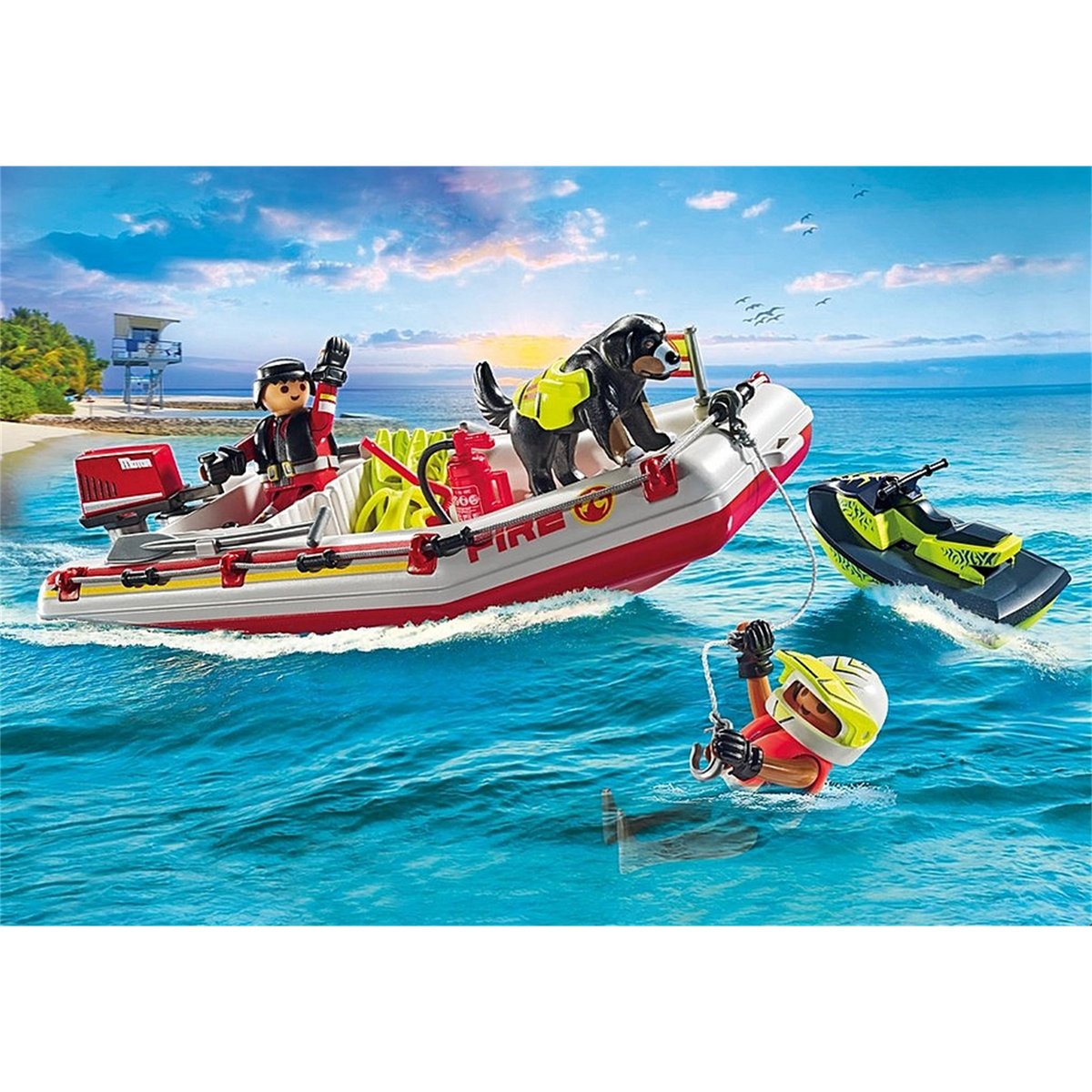 Heroes Bateau de pompier et scooter des mers bateau de pompier et scooter des mers, PLAYMOBIL