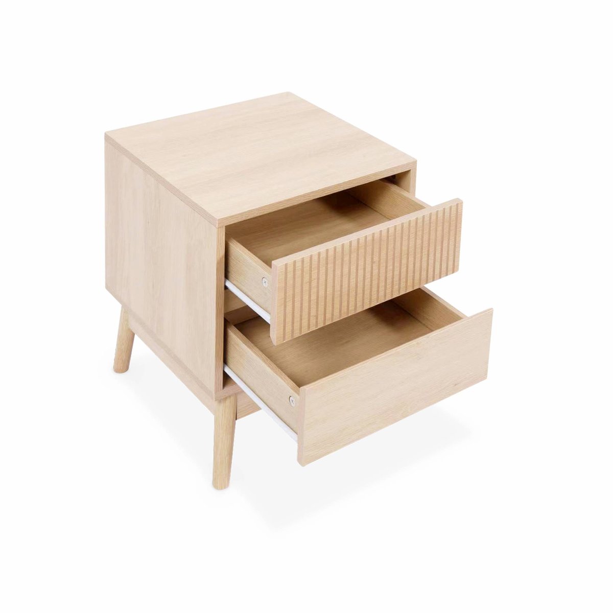 Table de chevet décor bois 2 tiroirs LINEAR bois foncé, SWEEEK