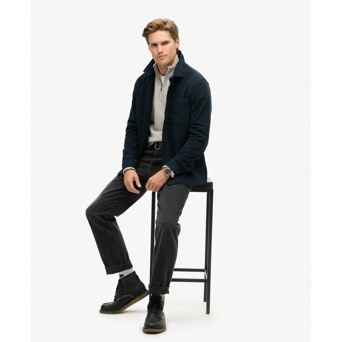 Surchemise en moleskine Merchant Store bleu marine éclipse, SUPERDRY