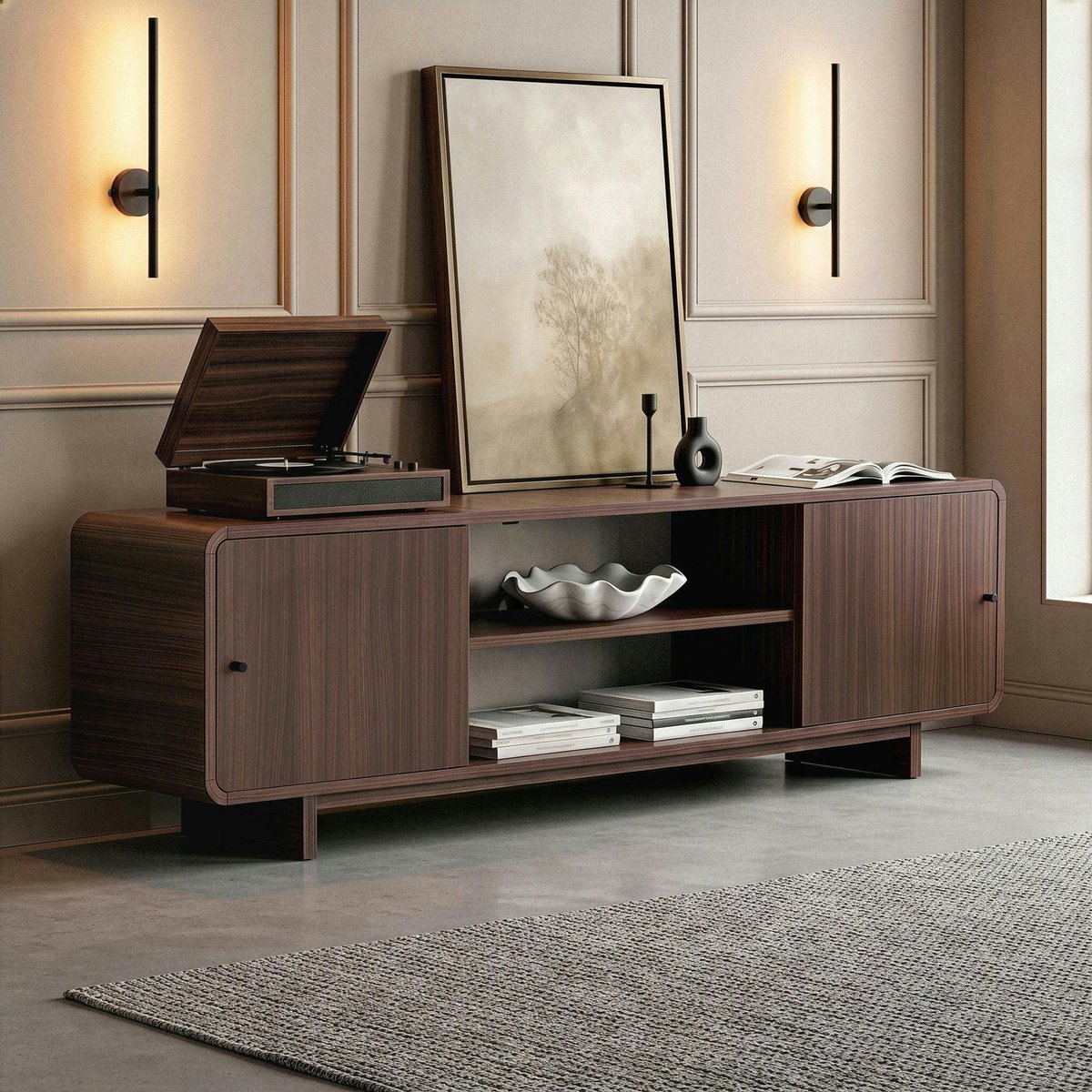 Meuble TV moderne 180 cm MARFA noyer, PIER IMPORT