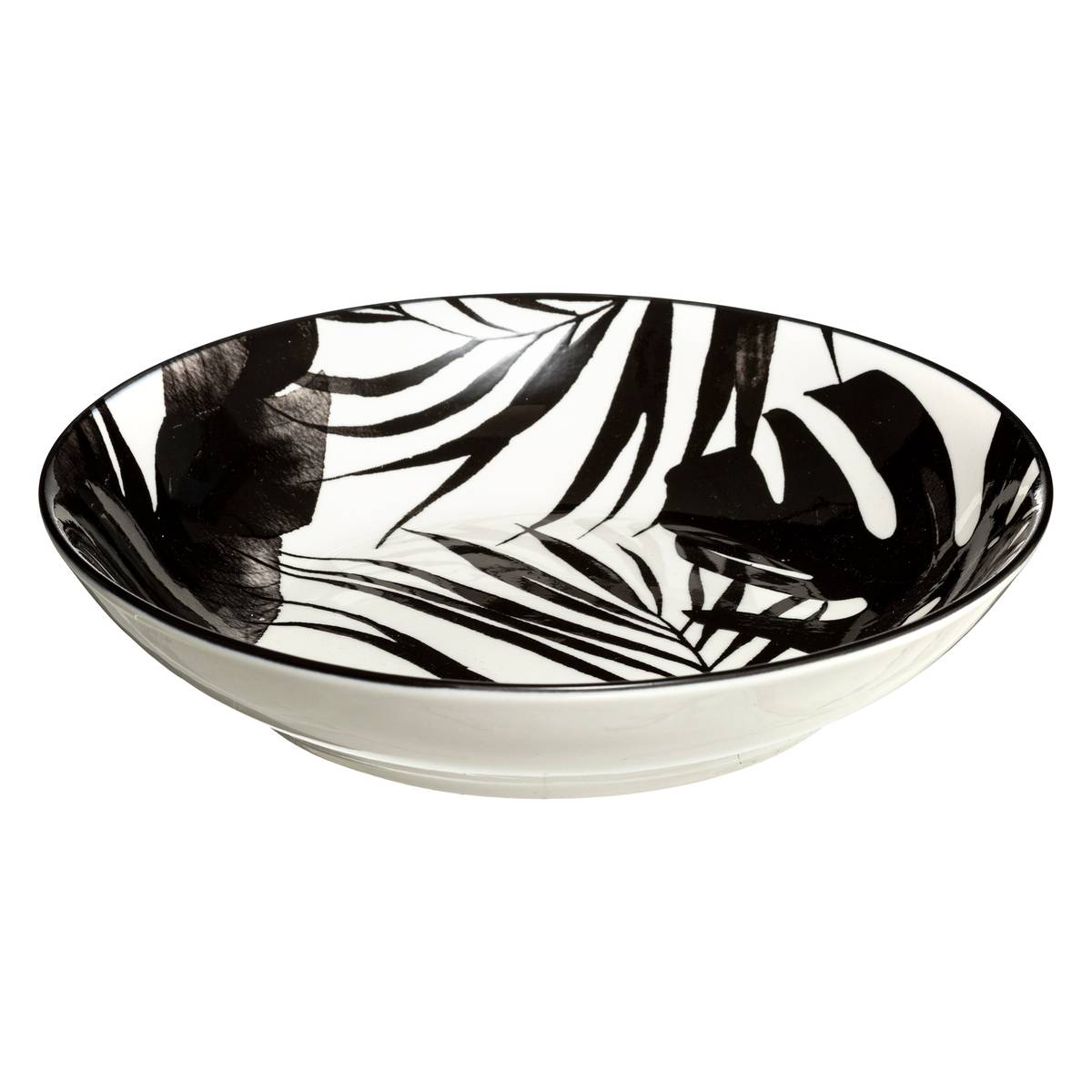 Lot de 6 assiettes en porcelaine PALME noir, SECRET DE GOURMET