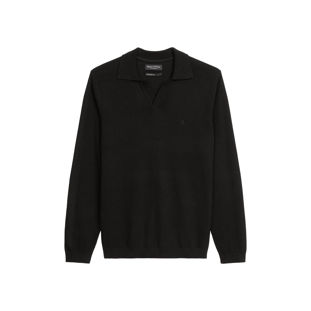 Pull-over regular en doux mélange de coton et de laine vierge bio noir, MARC O'POLO