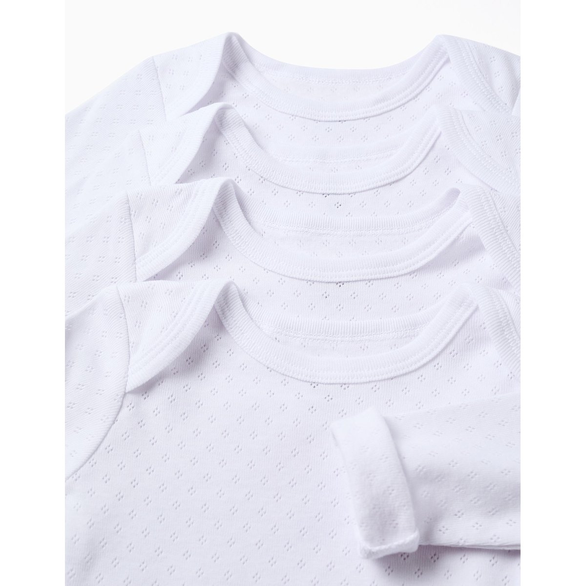 Lot de 4 bodies en coton peigné blanc, ZIPPY
