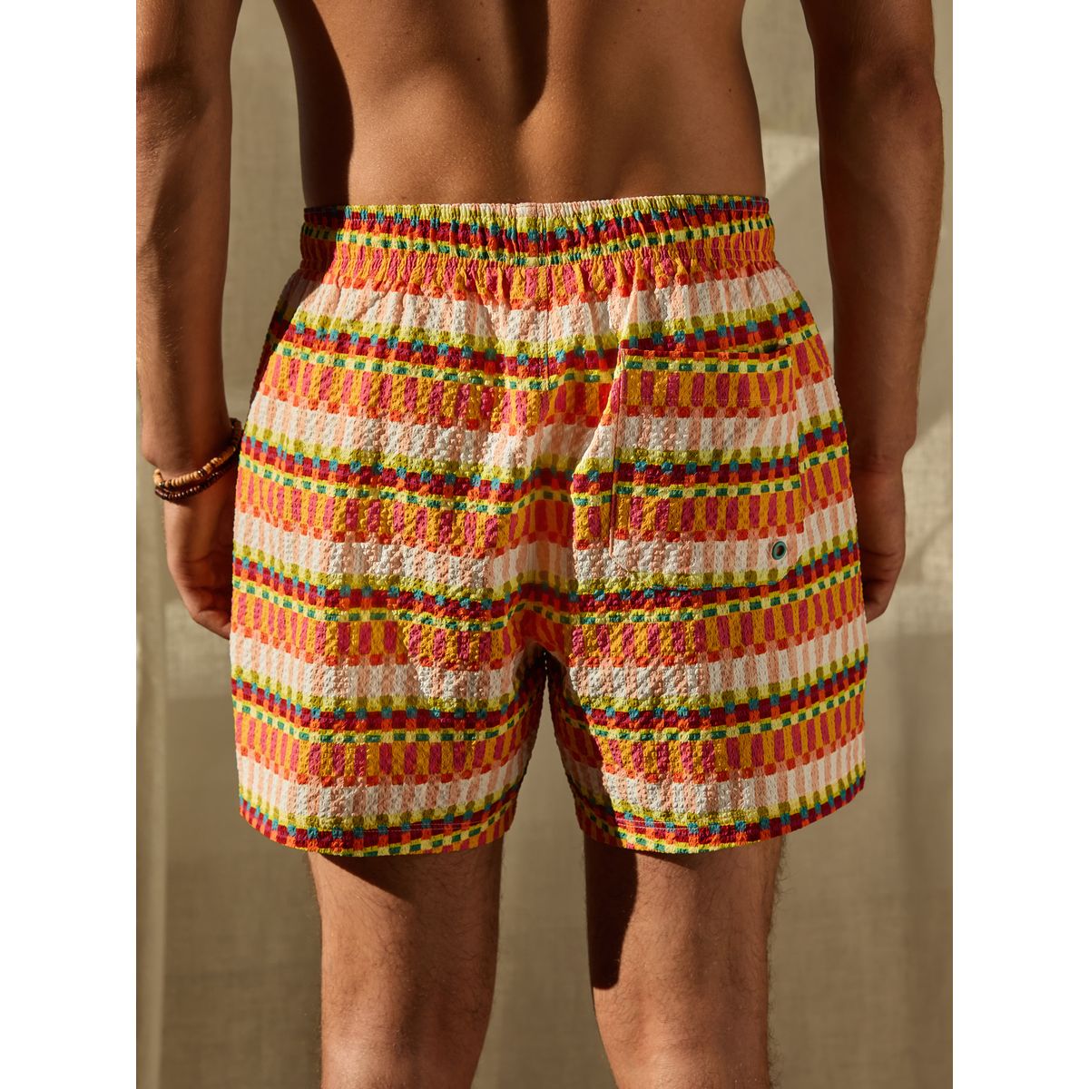 Short de bain 5 pouces en seersucker orange, NEXT