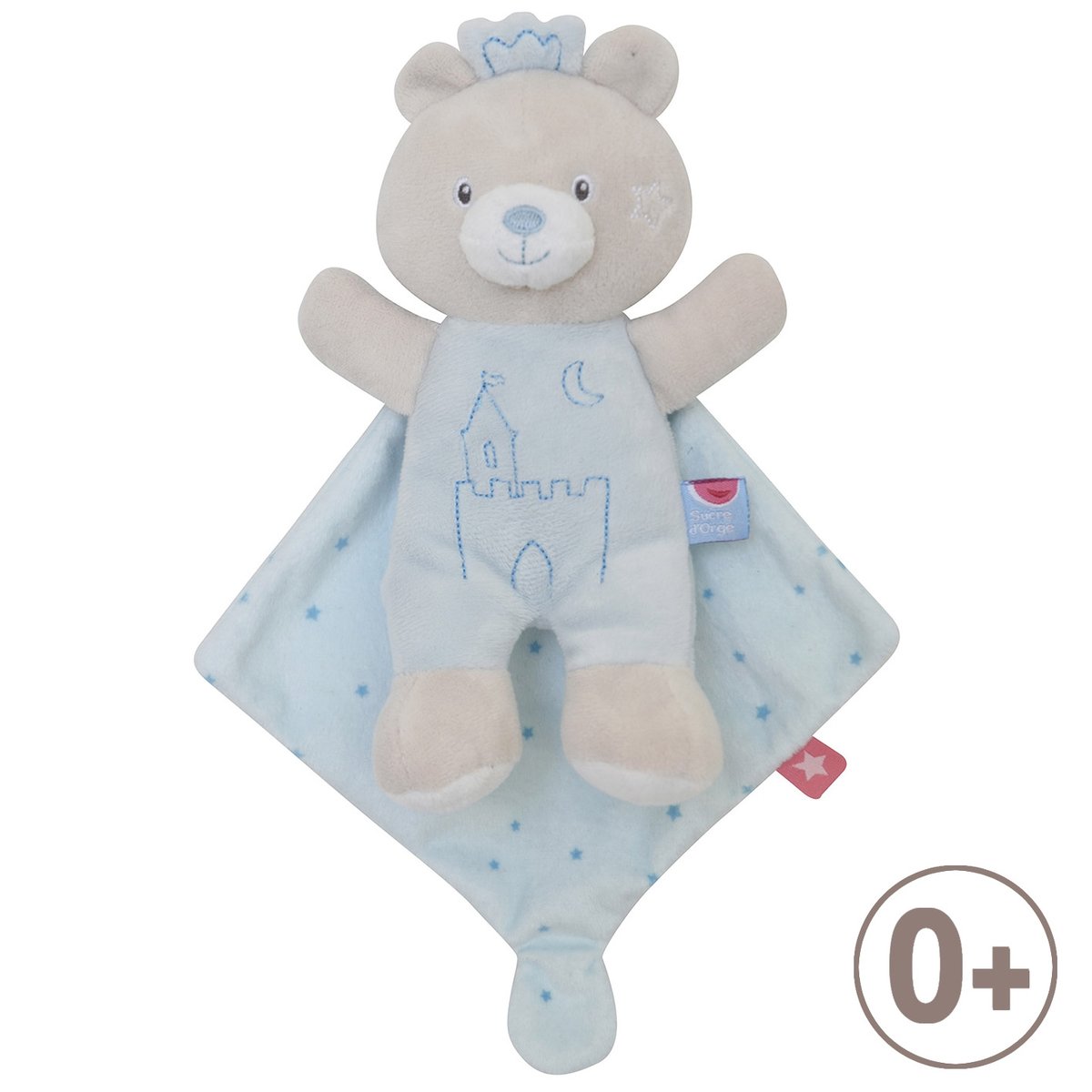 Doudou mouchoir prince ours bleu, SUCRE D'ORGE