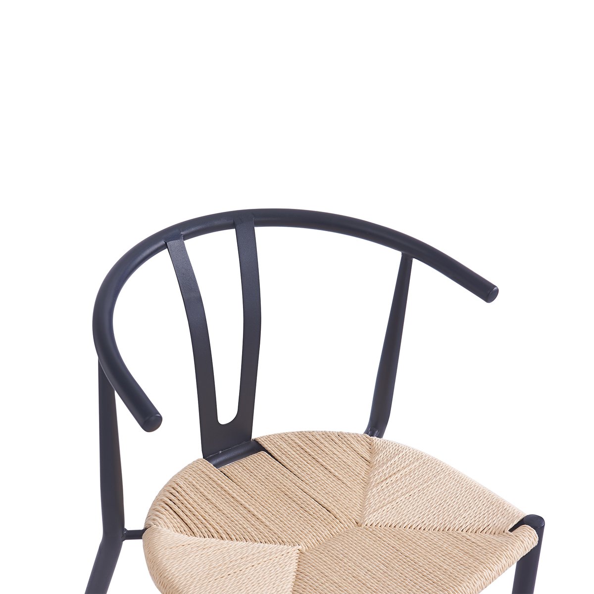 Lot de 2 chaises, métal et corde, SUKI noir, NORDLYS