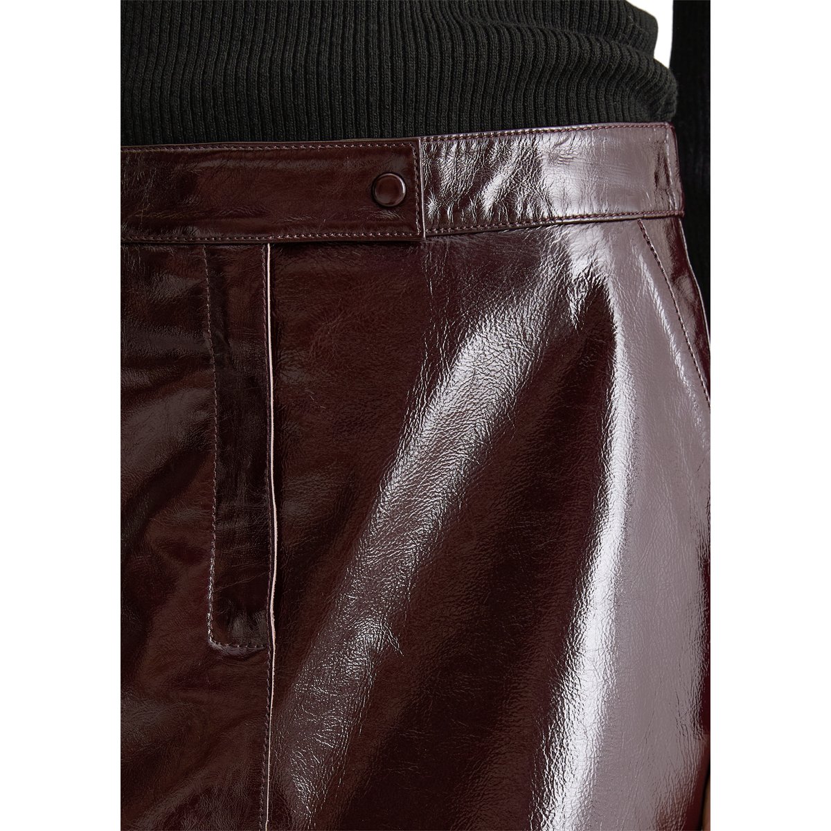 Jupe en cuir brillant, coupe classique en cuir d'agneau de luxe rouge, MARC O’POLO DENIM