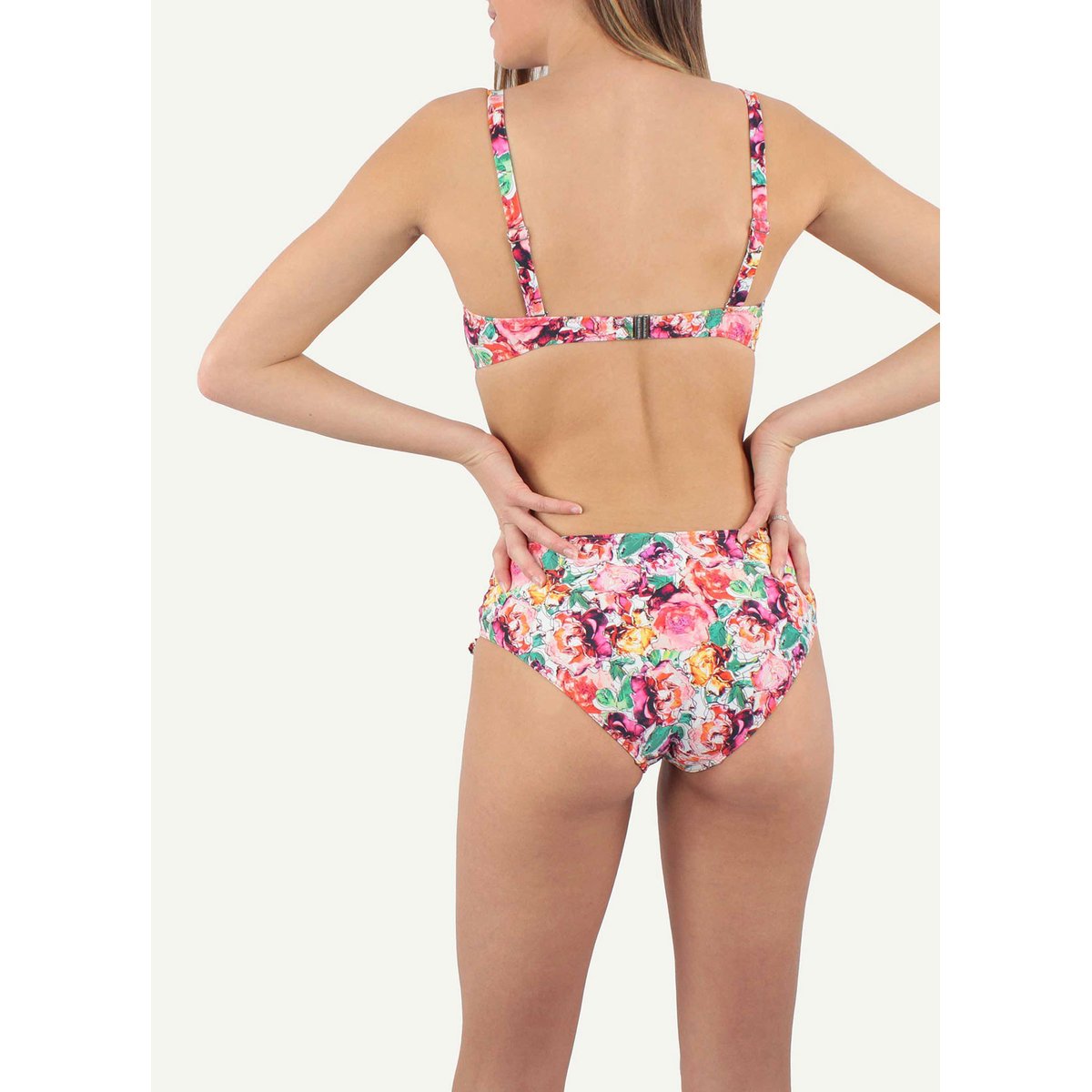 Bas de maillot culotte ajustable HORTENSE rose, JANINE ROBIN