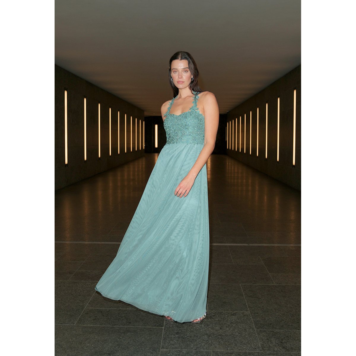 Robe de bal jeunes filles en dentelle bright eucalyptus, VERA MONT