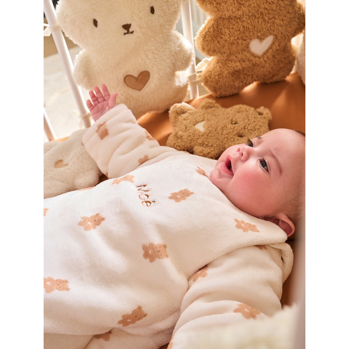 Gigoteuse PETIT OURS manches longues amovibles blanc imprimé, VERTBAUDET