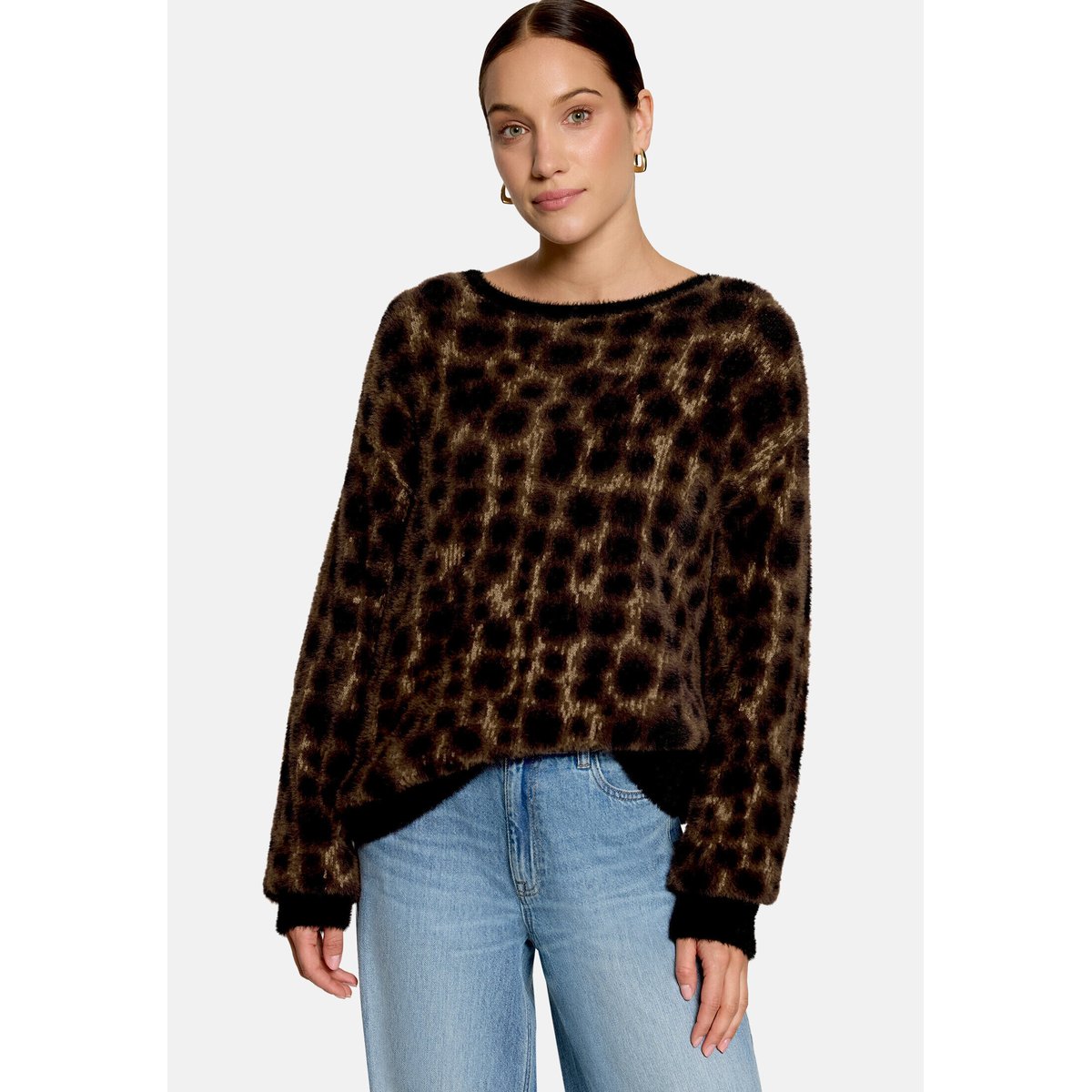 Pull-over en maille à motif jacquard patch black/brown, ZERO