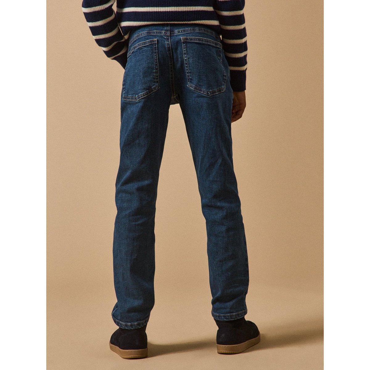 Jean droit bleu fonce uni, CYRILLUS