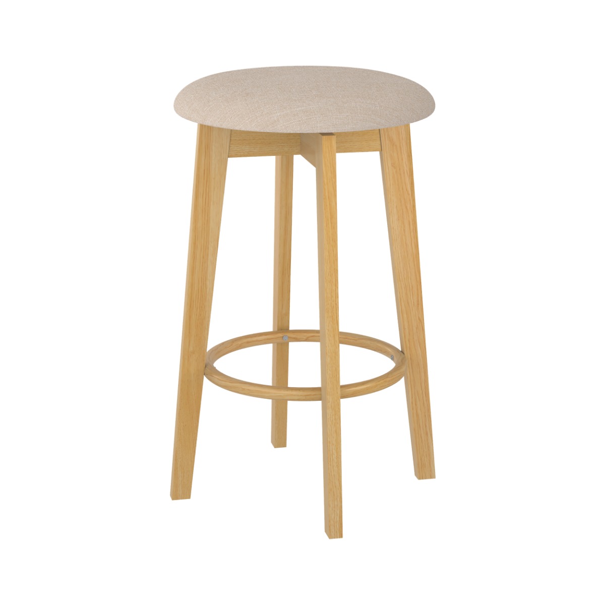 Lot de 2 tabourets pour îlot central 66 cm en tissu - VAHINA beige et bois clair, MAISON PAVANE