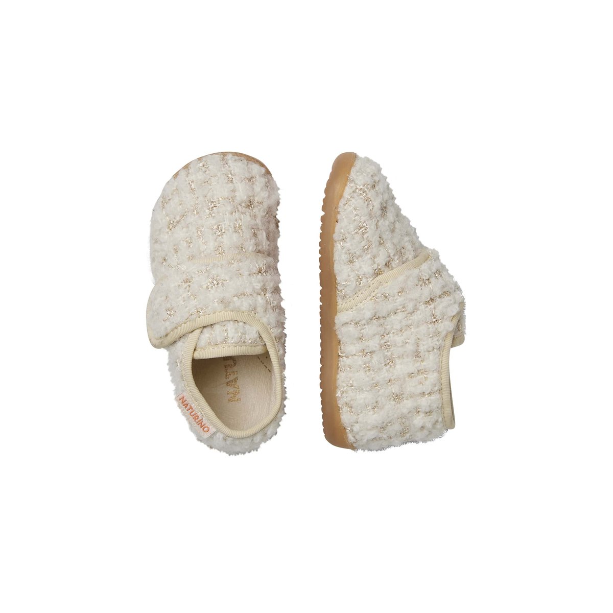 Pantoufles en tissu HOME blanc crème, NATURINO