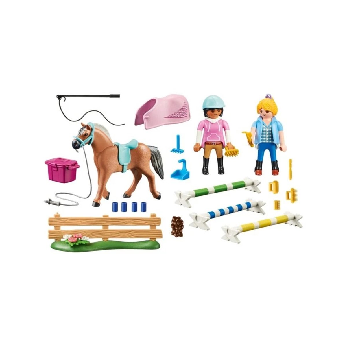 Cavalière et cheval avec monitrice multicolore, PLAYMOBIL