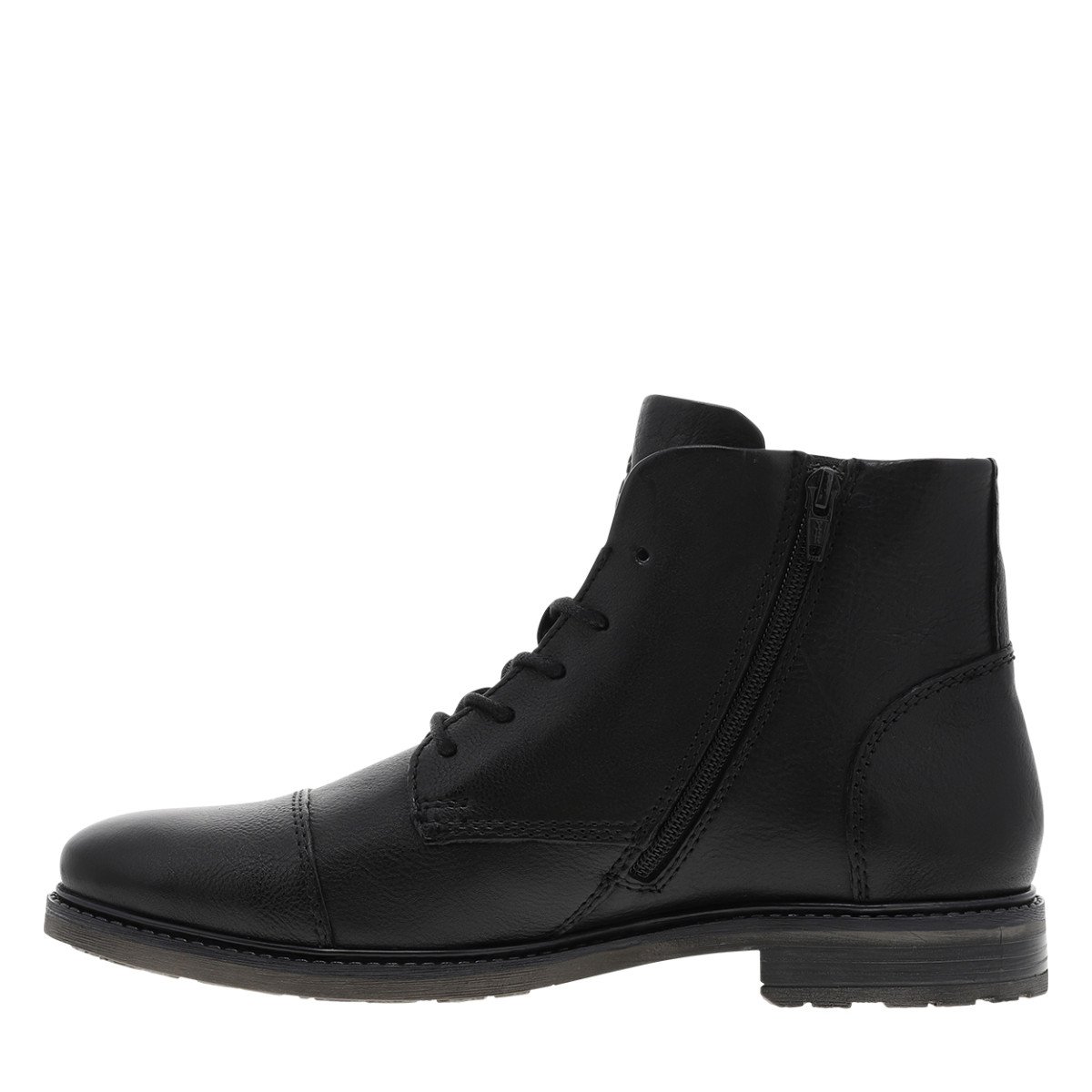 Bottines cuir talon plat noir, BUGATTI