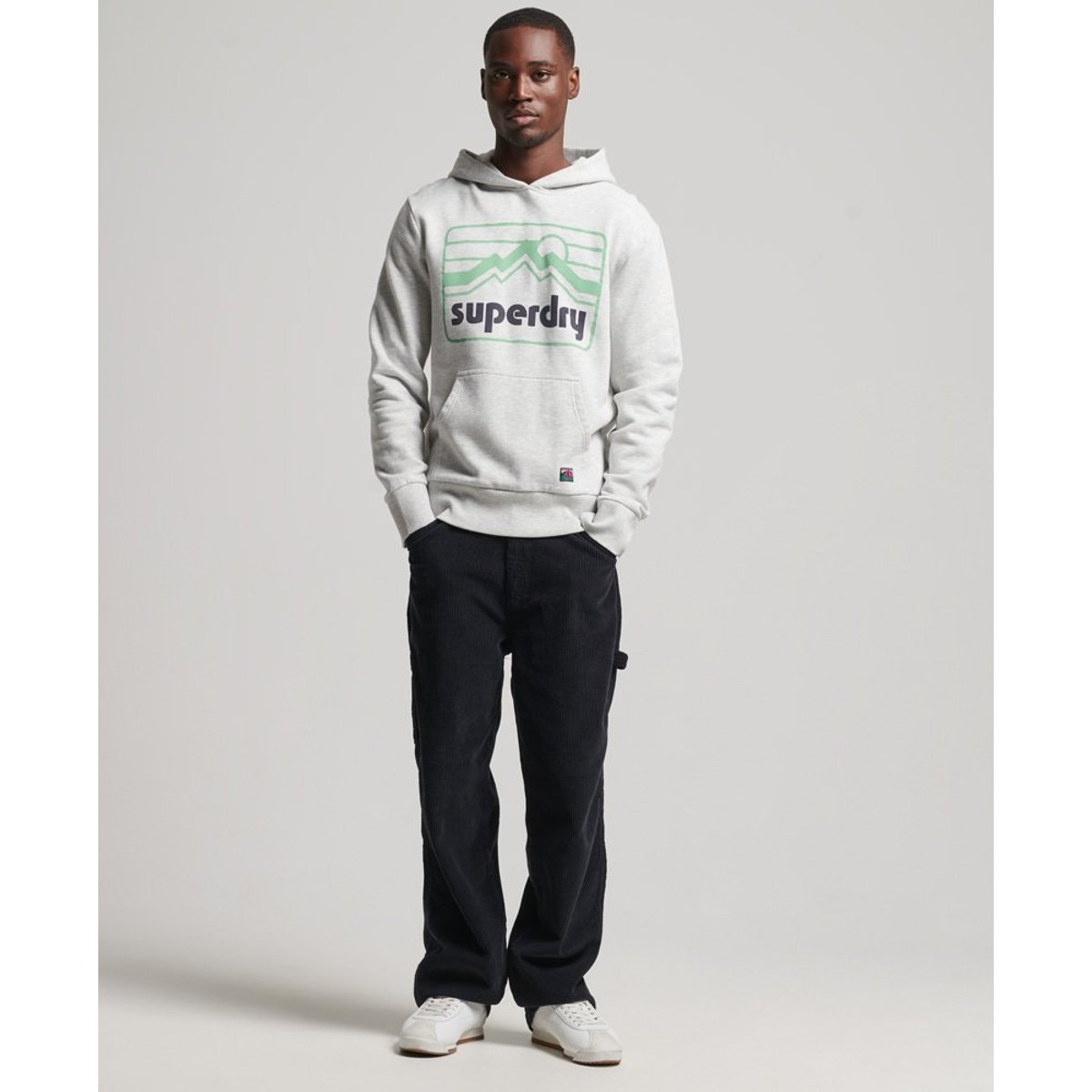 Sweat à capuche Vintage 90s Terrain gris glacier chiné, SUPERDRY