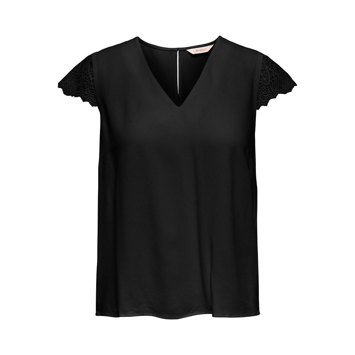 Blouse manches courtes col V noir, ONLY