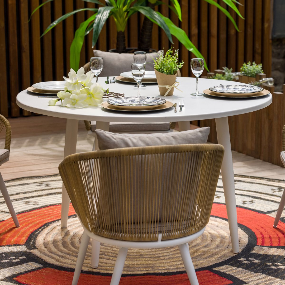 Table ronde en aluminium blanc, HOME MAISON