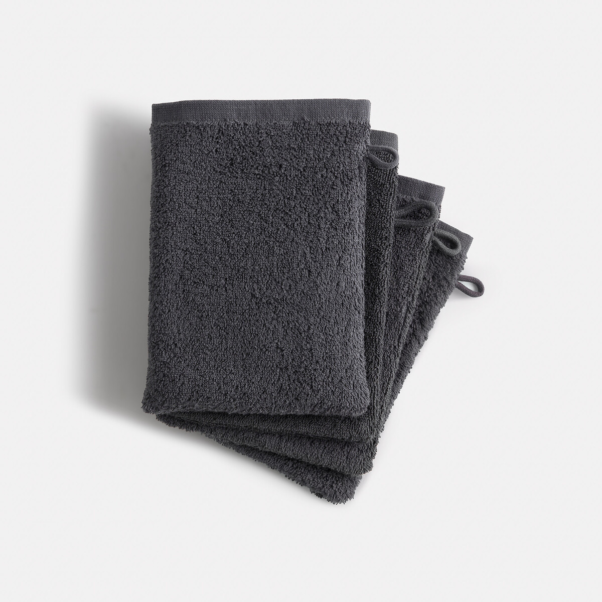 Confezione da 4 guanti da toilette spugna Scénario grigio scuro, LA REDOUTE INTERIEURS