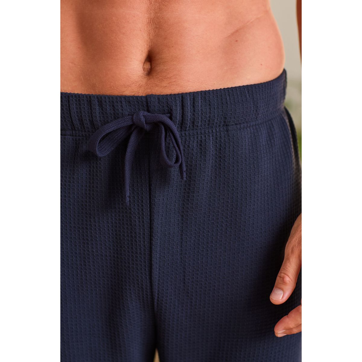 Bas de pyjama gaufré bleu marine, NEXT