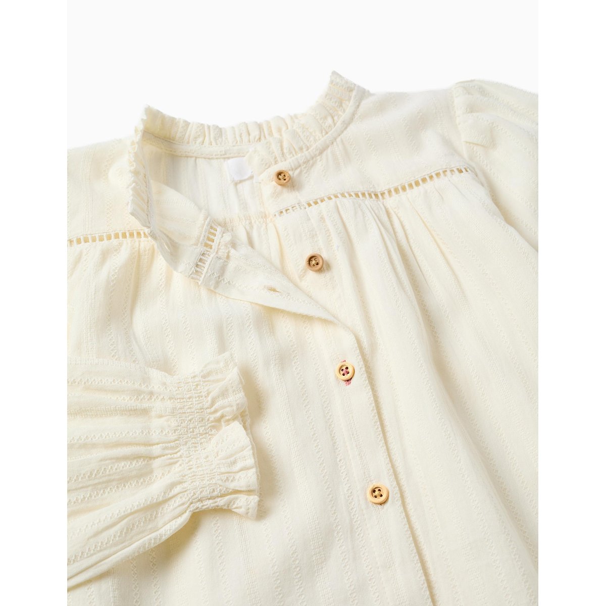 Chemise à manches longues en coton avec volants blanc, ZIPPY