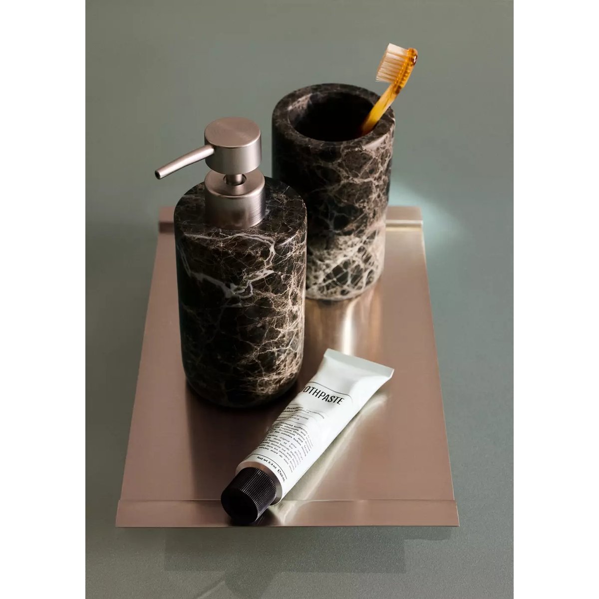 Distributeur de savon marbre marron, MANGO HOME
