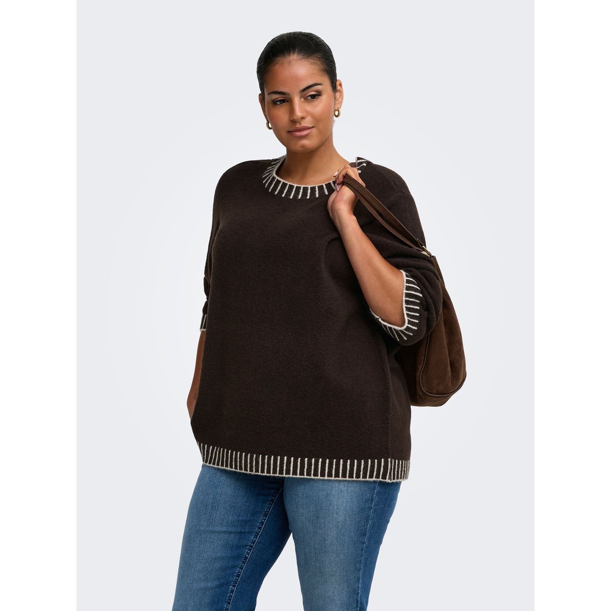 Pull En Maille marron - chocolate torte 1, ONLY CARMAKOMA