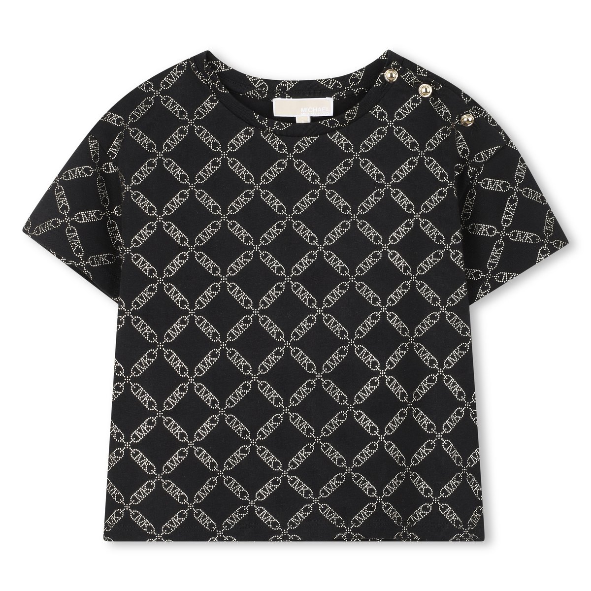T-shirt manches courtes en jersey noir dore, MICHAEL KORS