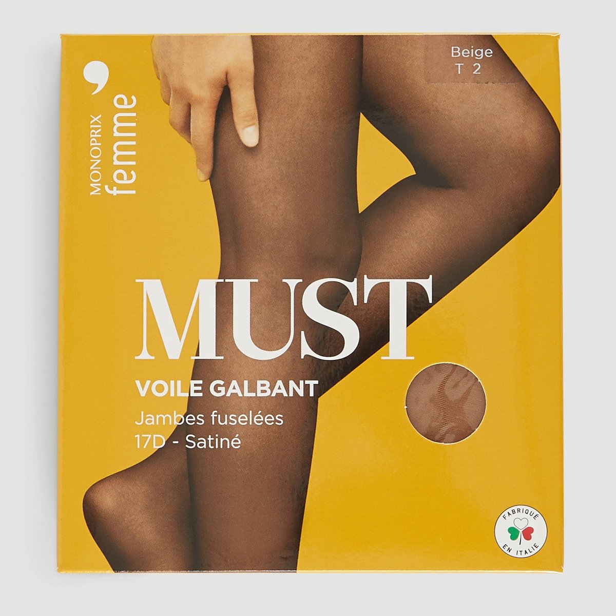 Collant voile santiné galbant, beige clair, noir, MONOPRIX