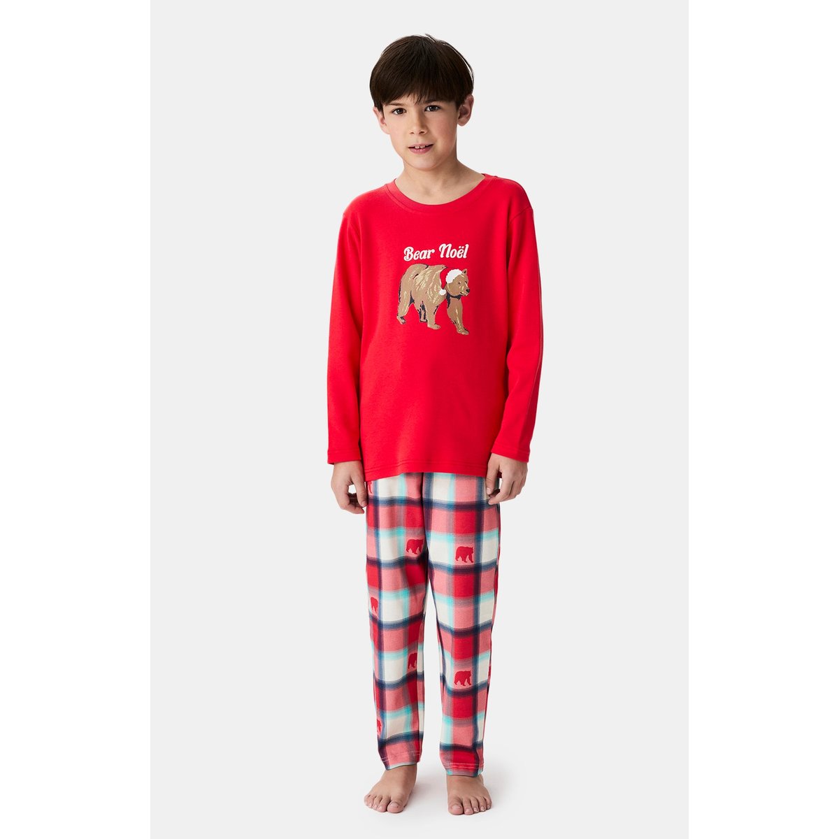 Pyjama enfant en coton imprimé Bear Noël rouge, ARTHUR