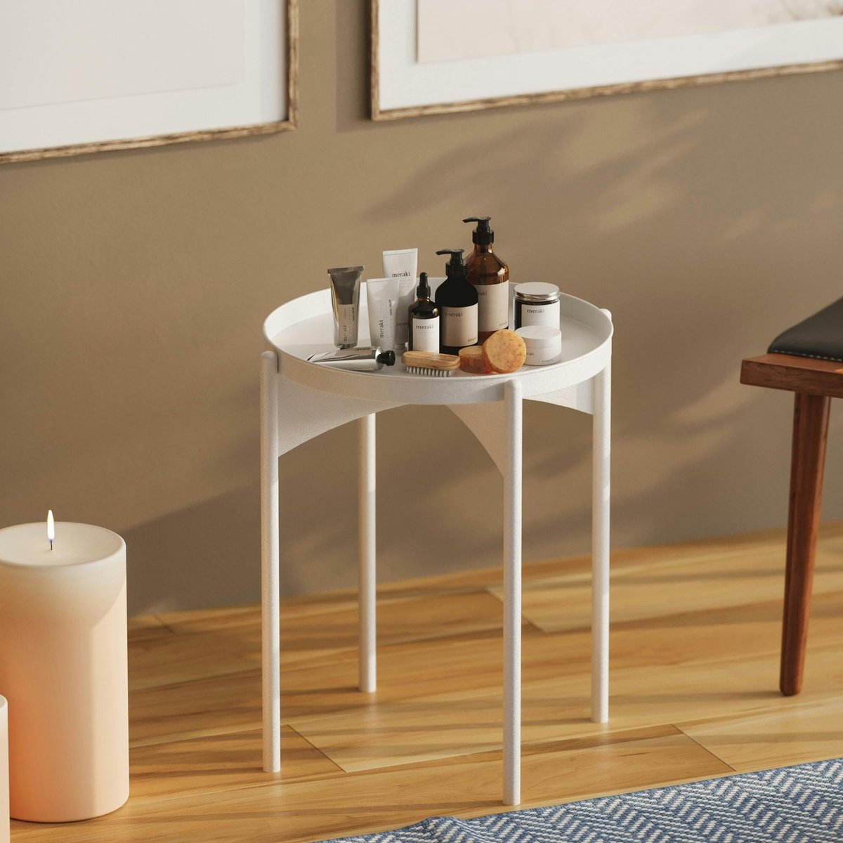 Table d'appoint ronde en métal SFAX blanc, PIER IMPORT