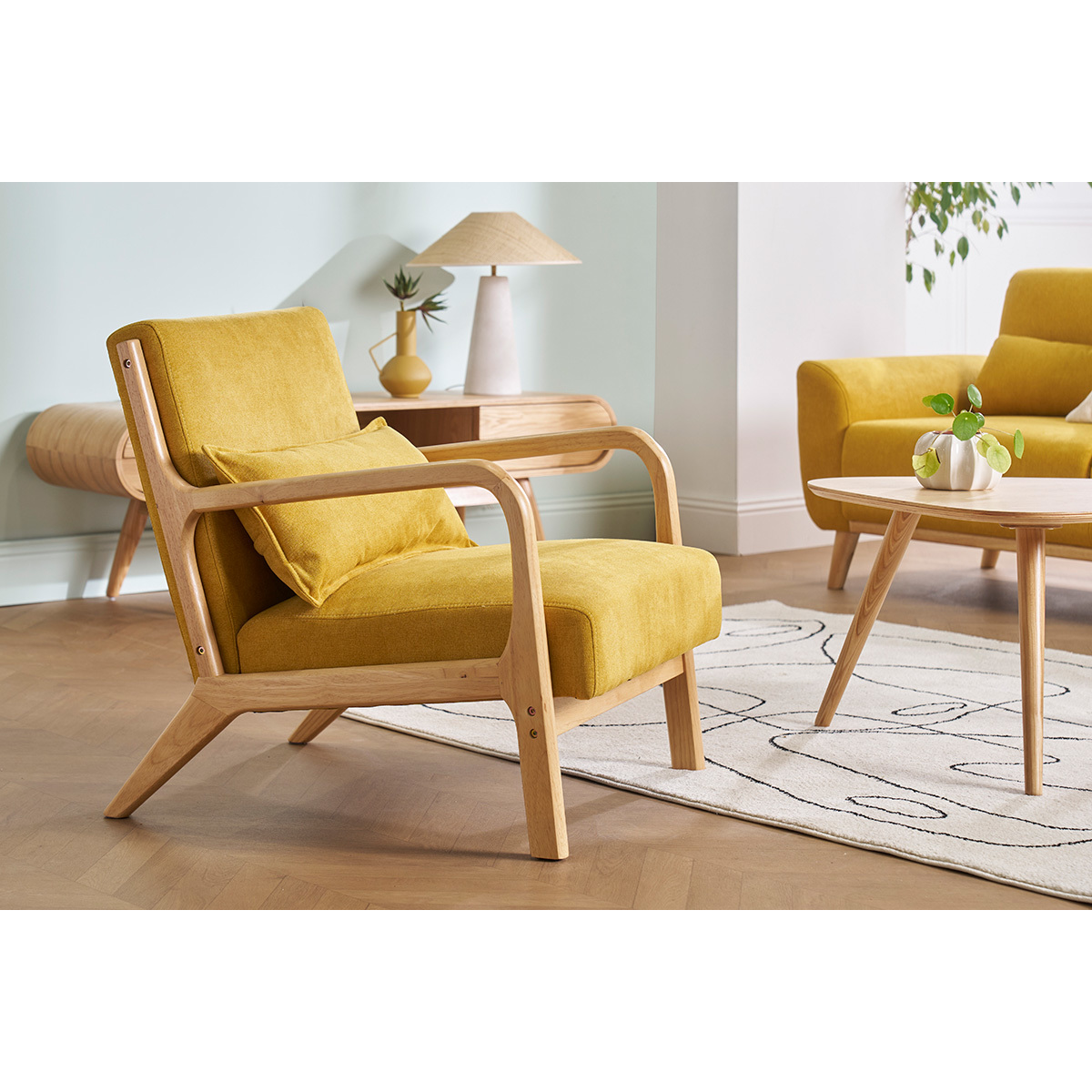 Fauteuil scandinave DERRY jaune, MILIBOO