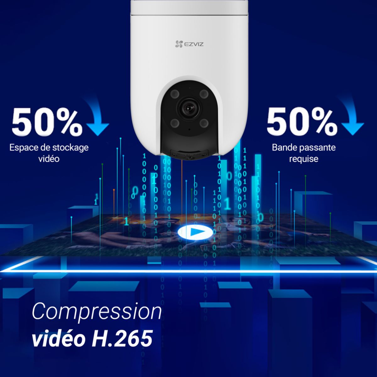 Caméra de surveillance Wifi exterieure motorisée H8c Pro 3K couleur unique, EZVIZ