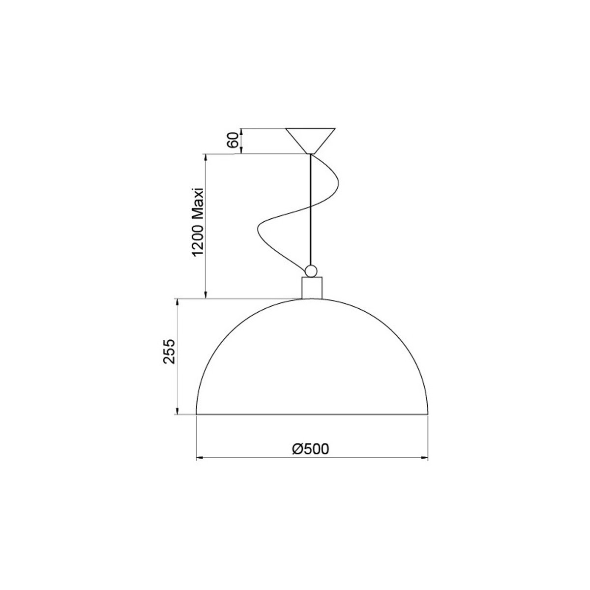 Suspension en métal industriel, D.50 , DOME RS blanc, ALUMINOR