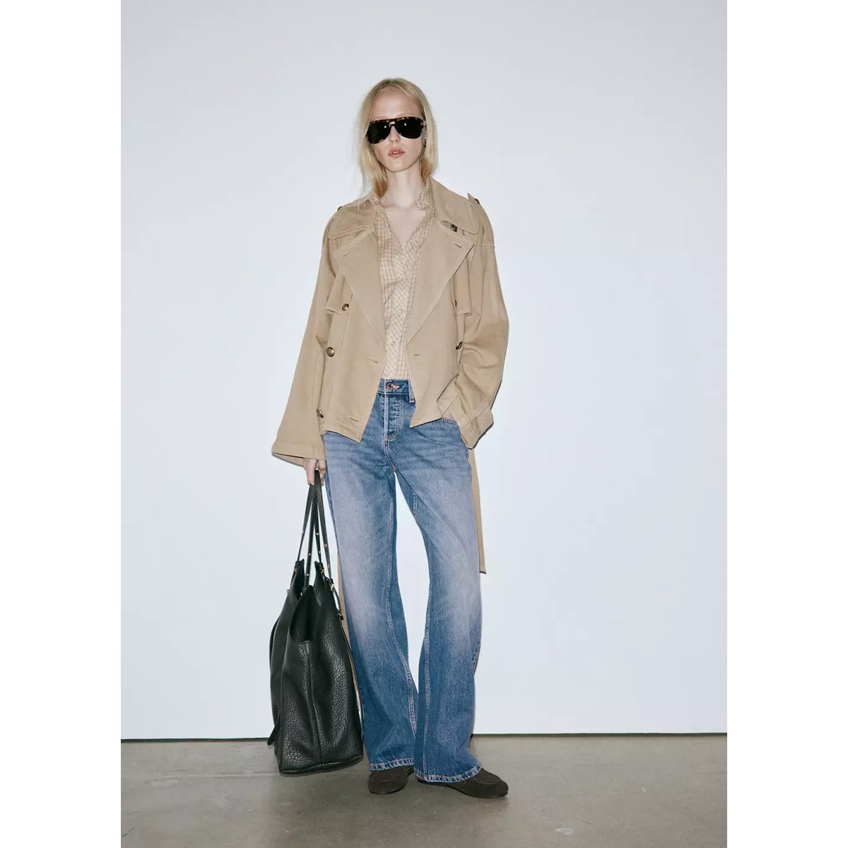 Jean droit taille basse bleu moyen, MANGO