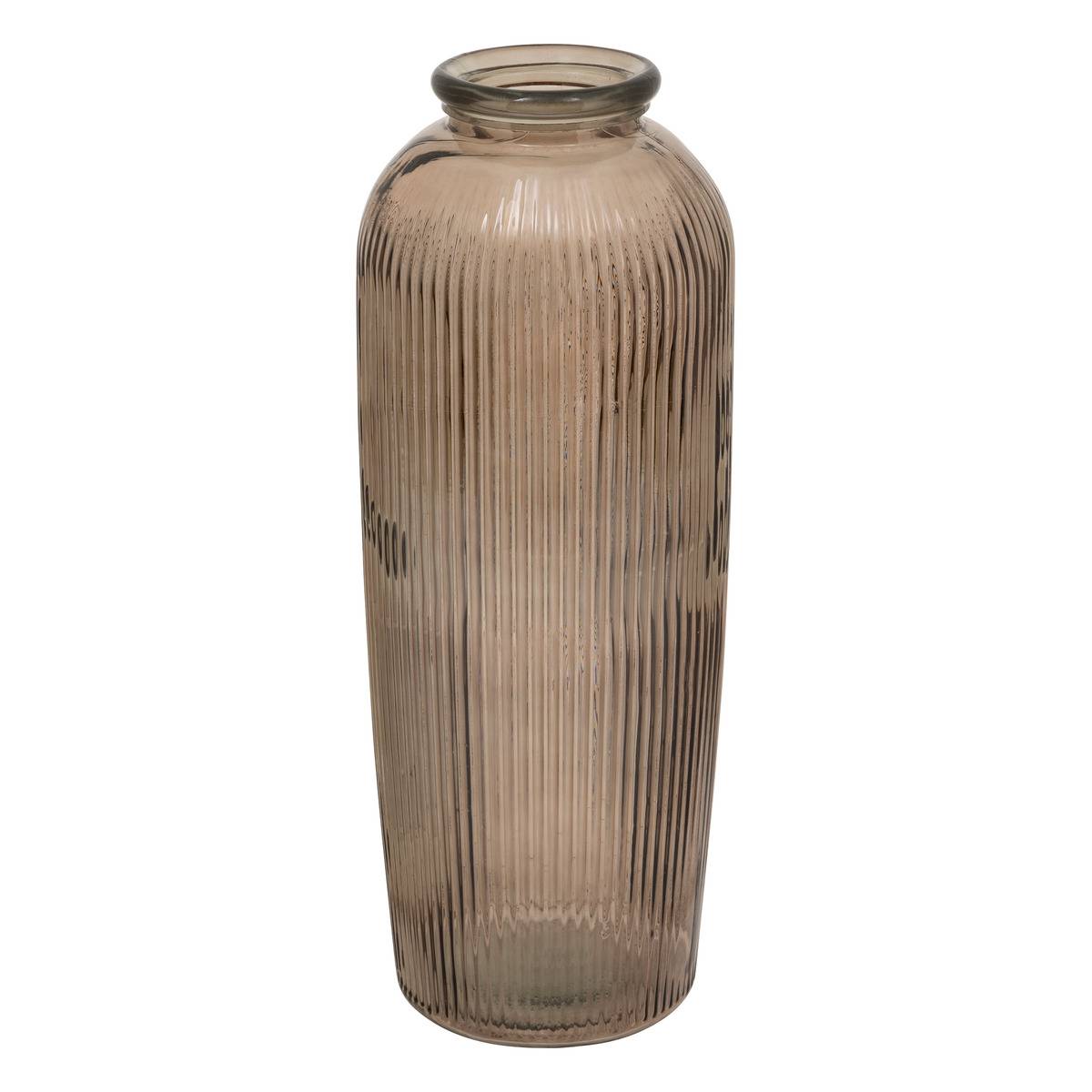 Vase grand format strié en verre recyclé LUZ marron, ATMOSPHERA
