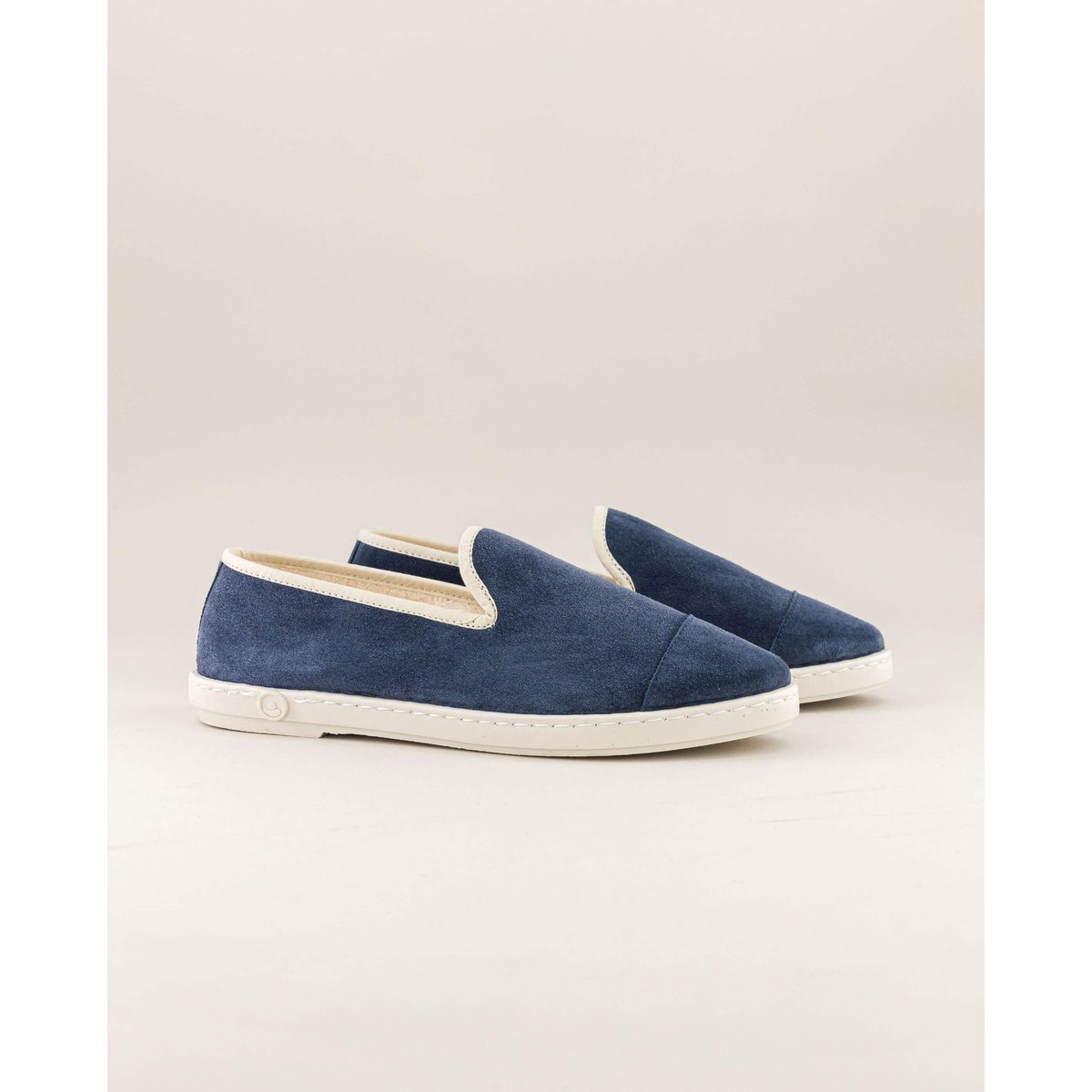 Chaussons en cuir italien bleu jean, ANGARDE