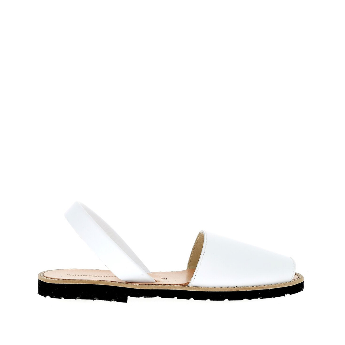 Sandales en cuir talon plat Avarca cuir blanc, MINORQUINES
