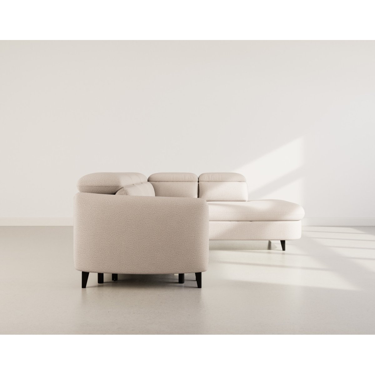 Canapé angle droit convertible tissu texturé, OPALINE beige, BEST MOBILIER