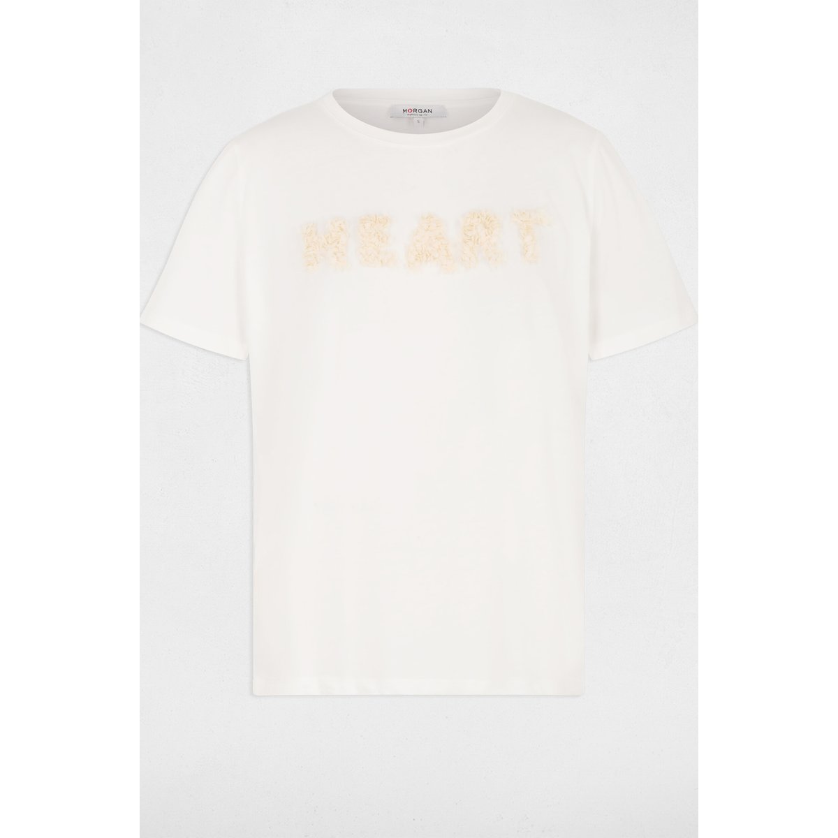 T-shirt broderie en relief blanc, MORGAN