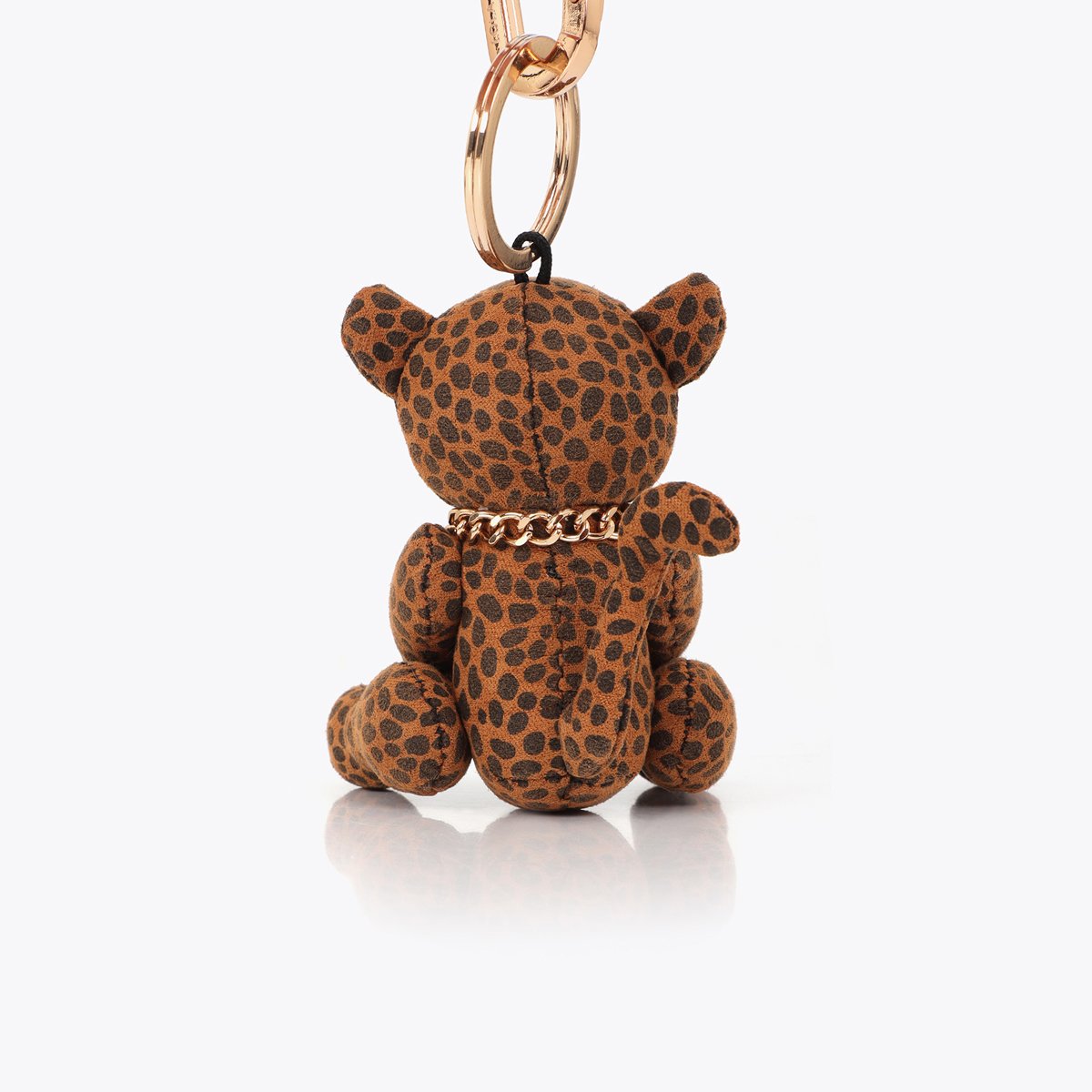 Porte-clefs peluche imprimé léopard à logo métallique léopard, LOLA CASADEMUNT