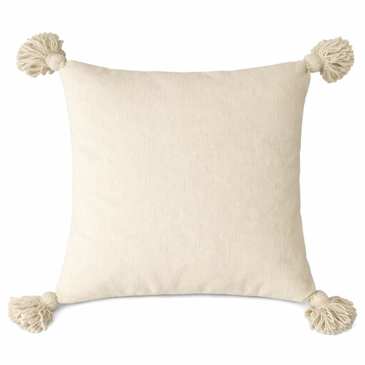 Housse de coussin en laine à pompons - LOJI crème, HOME MAISON