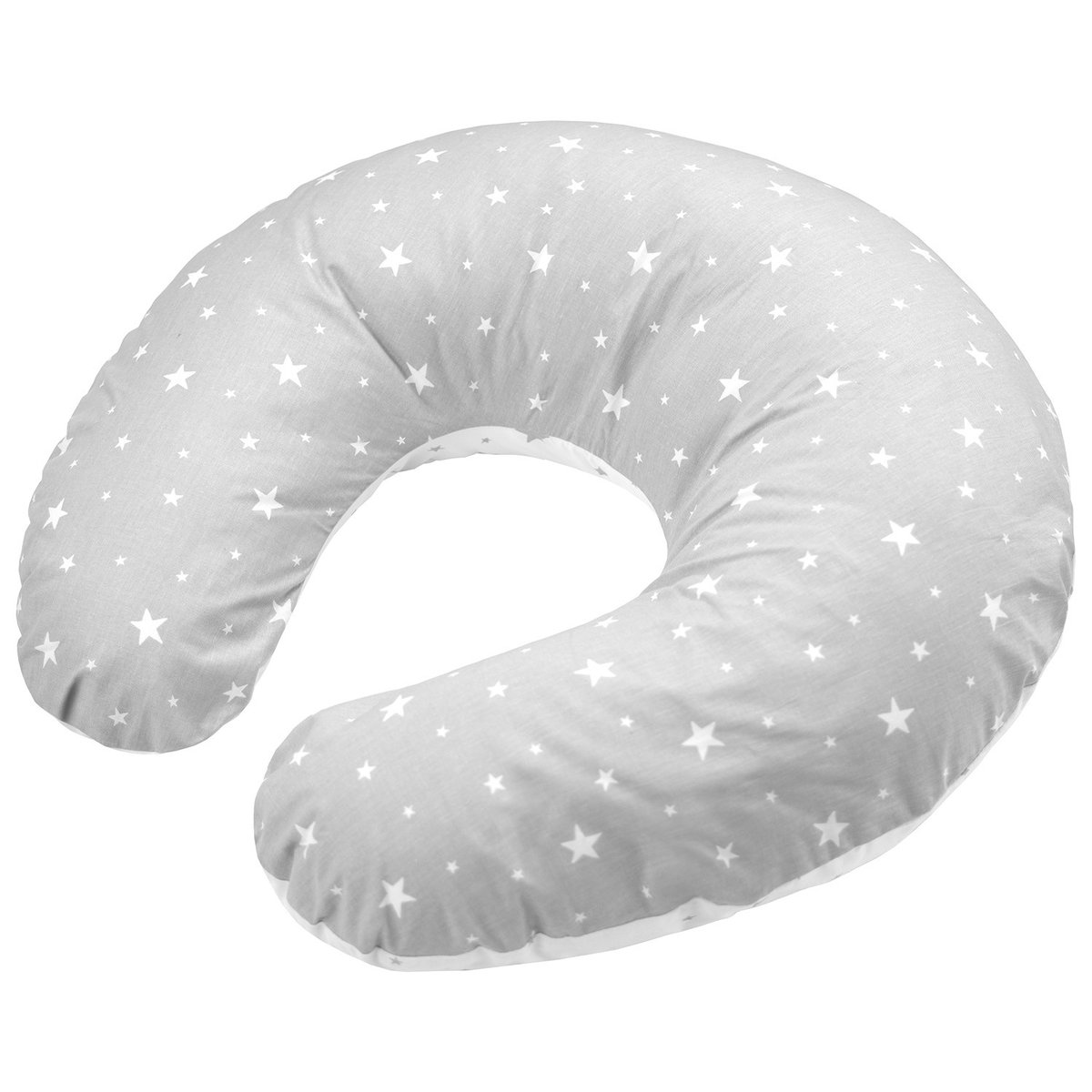 Petit coussin d'allaitement ergonomique + housse STELLA stella, imprimé étoiles blanc, gris, SEVIRA KIDS