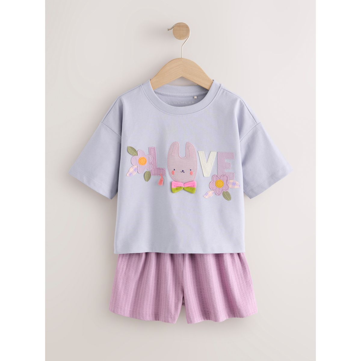 Pyjama short appliqué, lot de 2 rose/lilas, NEXT