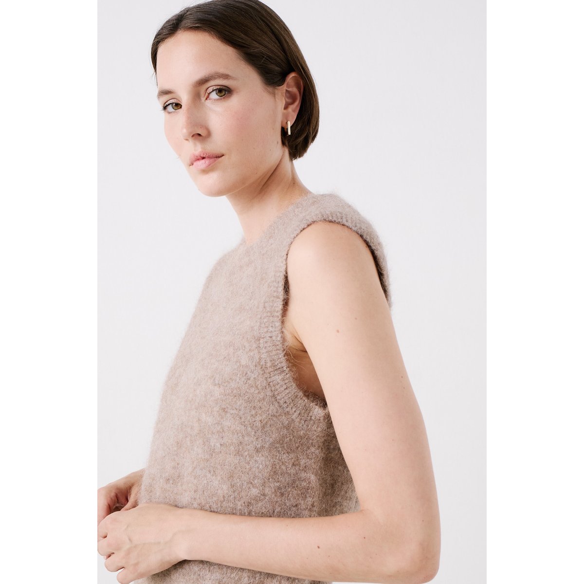 Pull droit col rond DOUGLAS taupe, CAROLL