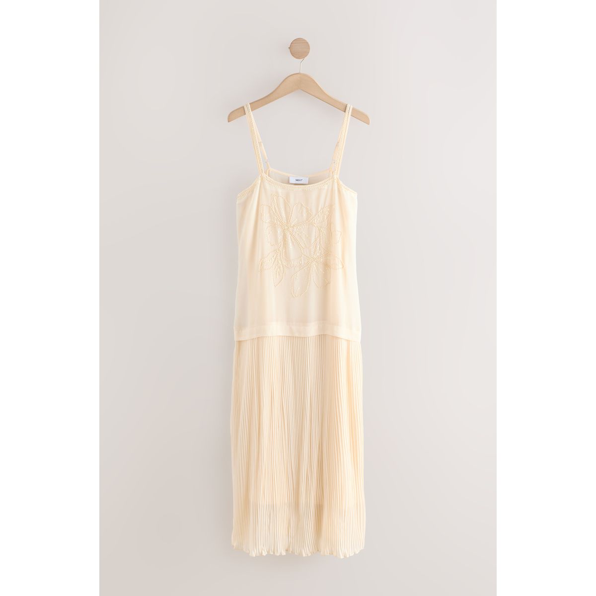 Robe mi-longue à taille tombante crème, NEXT