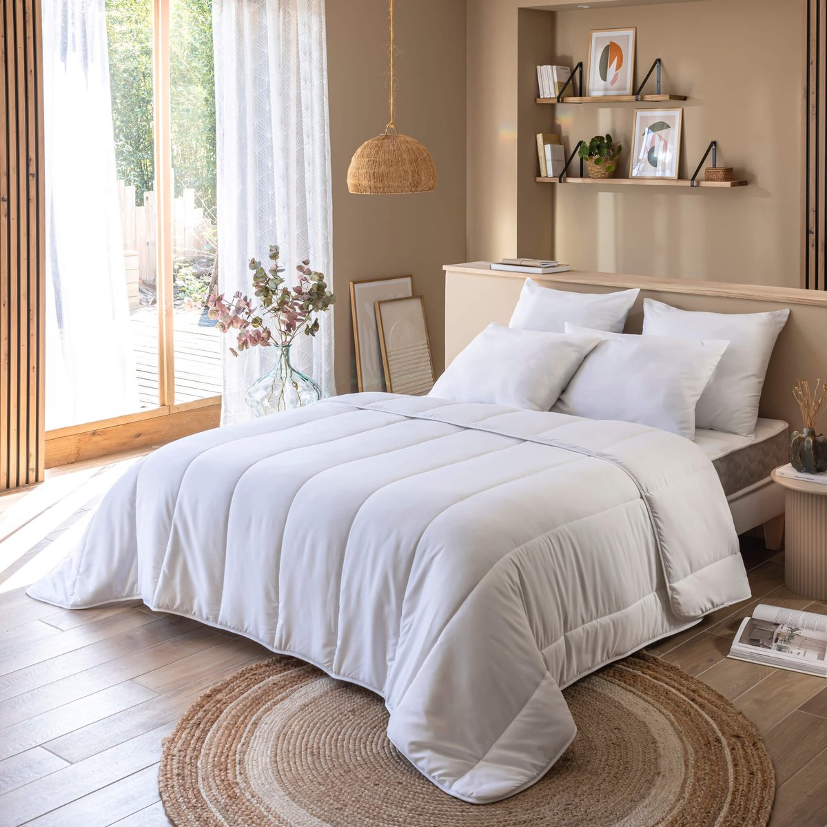 Pack couette été et oreiller moelleux blanc, TERRE DE NUIT